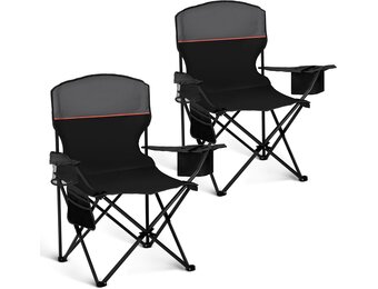 Opvouwbare Campingstoel Set van 2 - Zwart (29% Korting!)