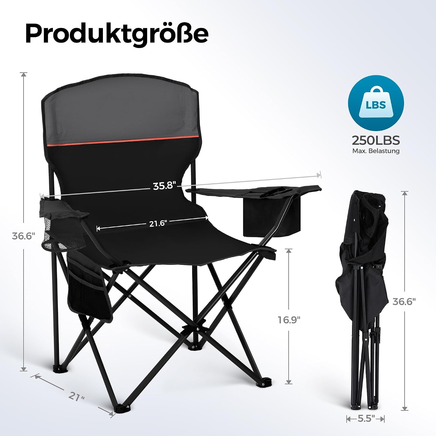 Opvouwbare Campingstoel Set van 2 - Zwart (29% Korting!)