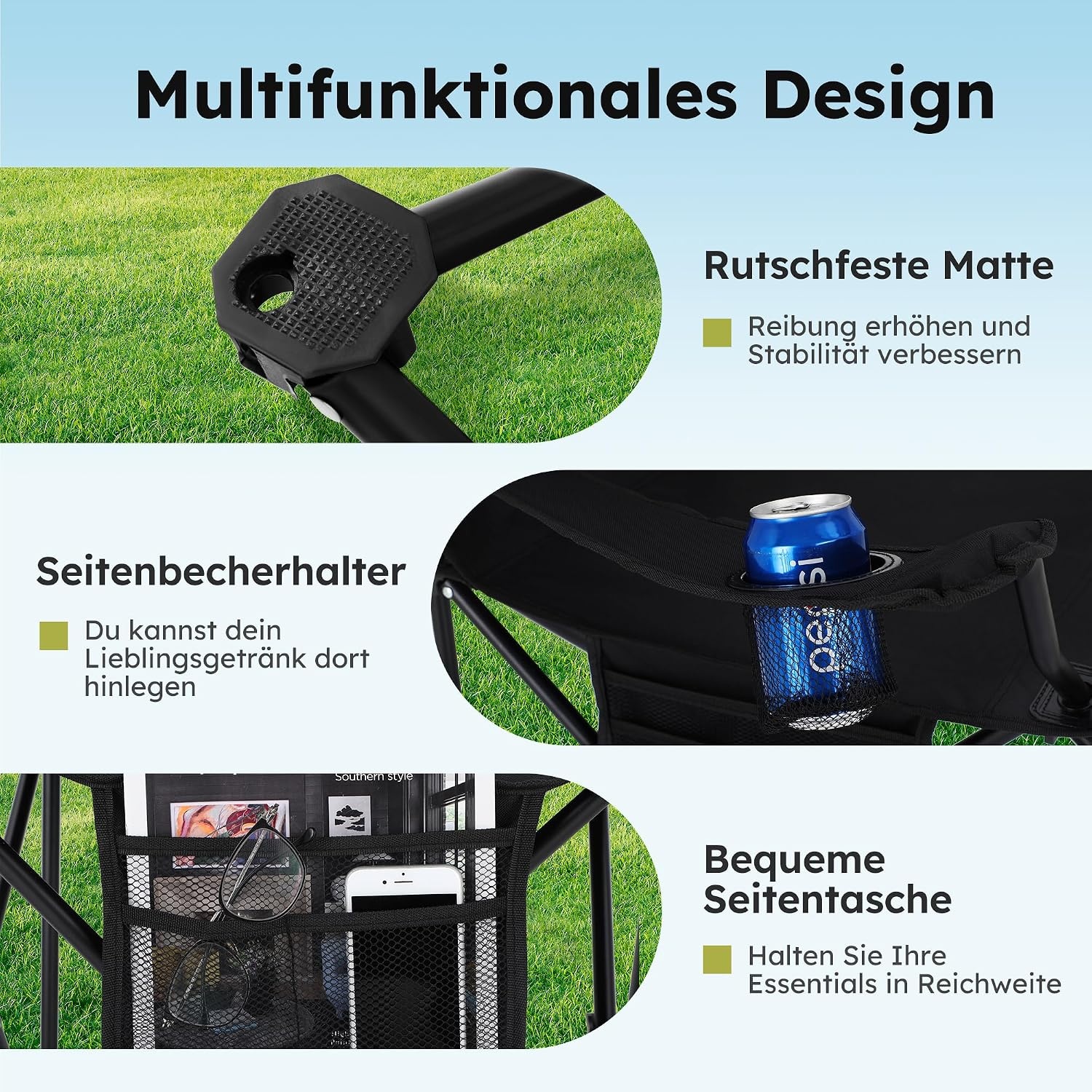 Opvouwbare Campingstoel Set van 2 - Zwart (29% Korting!)