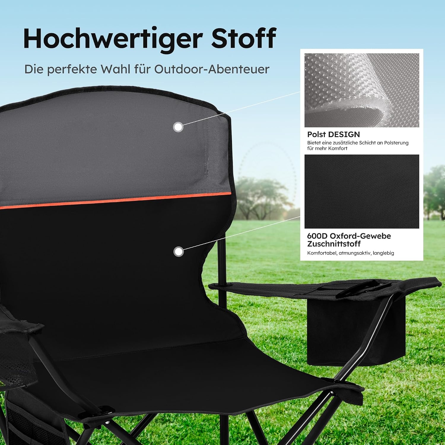 Opvouwbare Campingstoel Set van 2 - Zwart (29% Korting!)