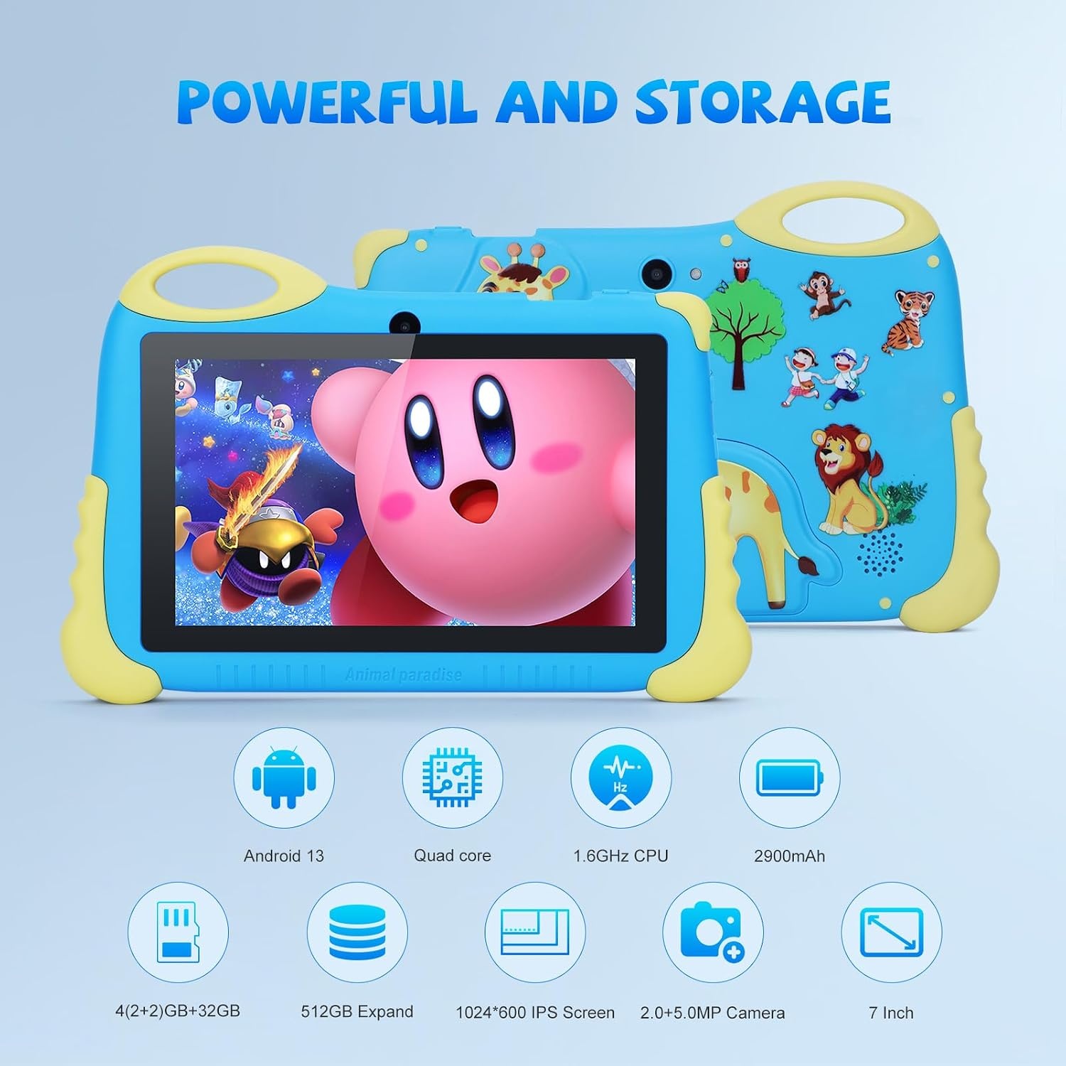 Kinder Tablet Android 7" - 4GB RAM/32GB Opslag - Blauw - 57% Korting