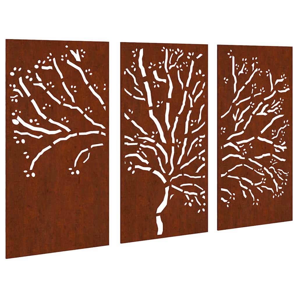 vidaXL Tuindecoratie Set: 3x Boomschijf Cortenstaal (105x55 cm)