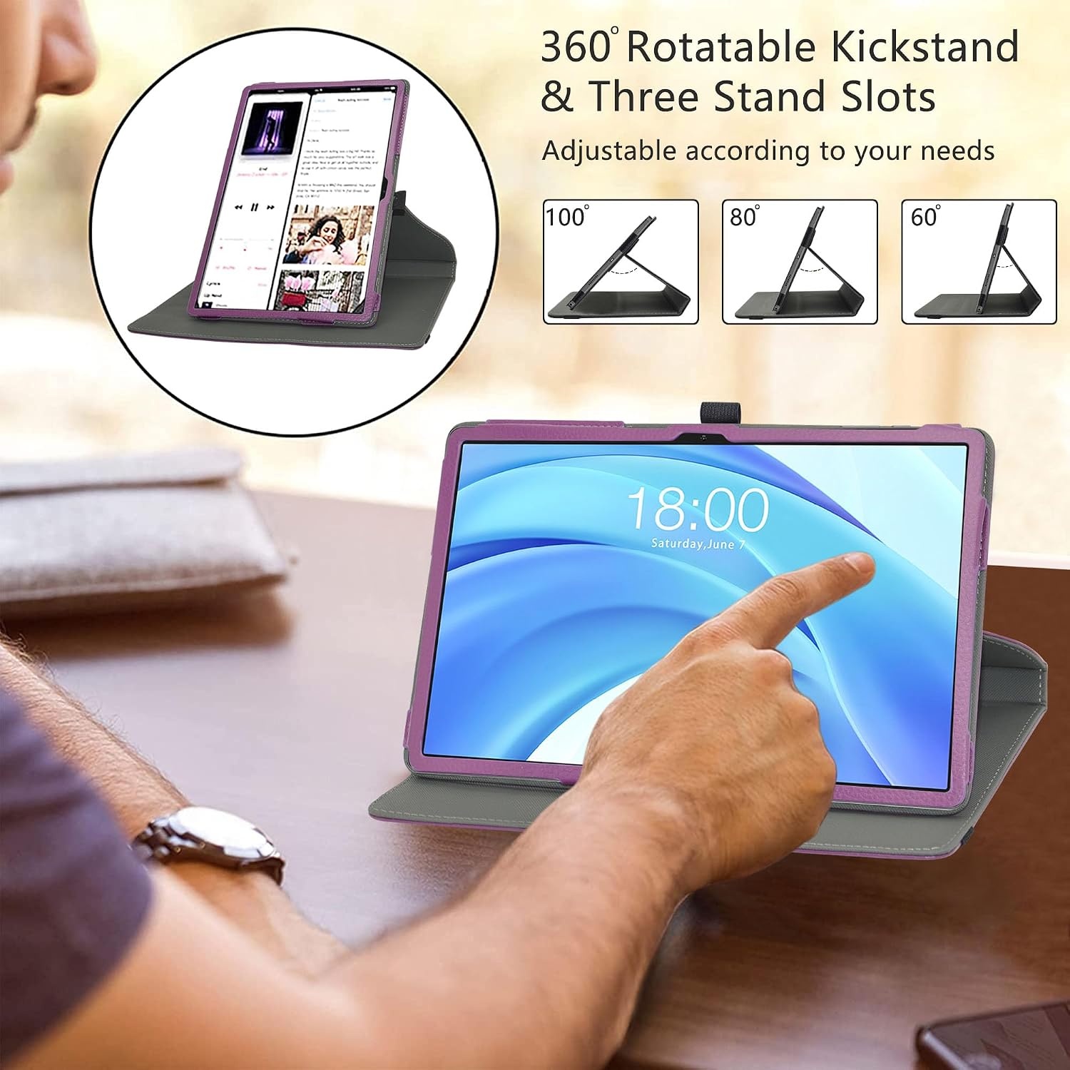 Paarse Tablethoes 360° Draaibaar voor Teclast T50HD/Max/Plus & Odea S11 11 inch - 53% Korting
