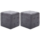 VidaXL Poef Set van 2 - Grijs Kunstsuède - 30x30x30 cm