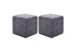 Set van 2 Grijze Poefs 30x30x30 cm Kunstsuède met 41% Korting