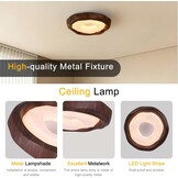 LED Plafondlamp Walnoot Houtnerf 42cm, 25W met Afstandsbediening