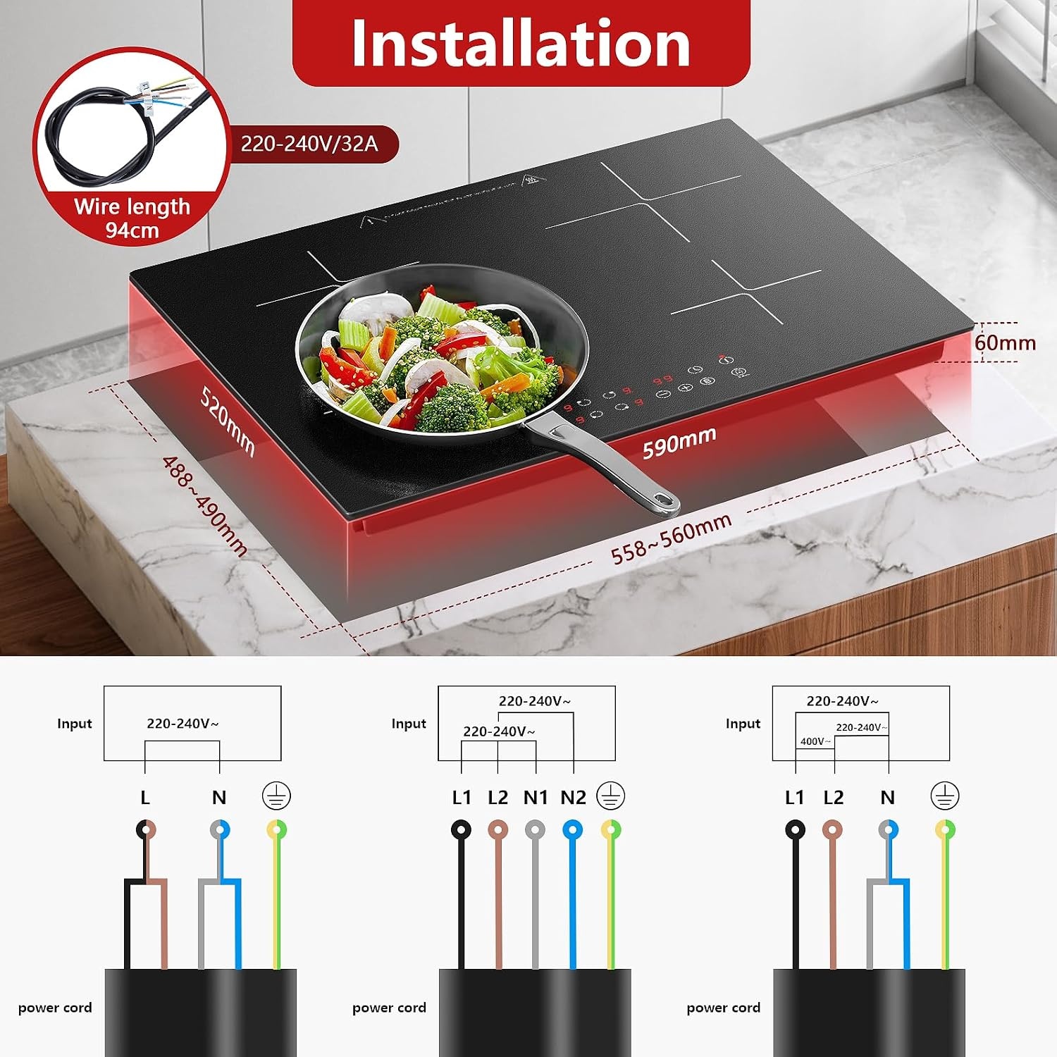 Inbouw Inductiekookplaat 60cm - 4 Zones - 35% Korting