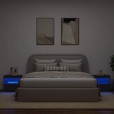 Nachtkastjes met LED-verlichting Zwart (2 stuks) - 61% Korting