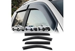 Winddeflector Regendeflector voor Ford Ranger 2012-2022 T6 T7 T8 Dubbele Cabine (o.a. Wildtrak, Raptor) Acryl Getint Zwart 4-delige set