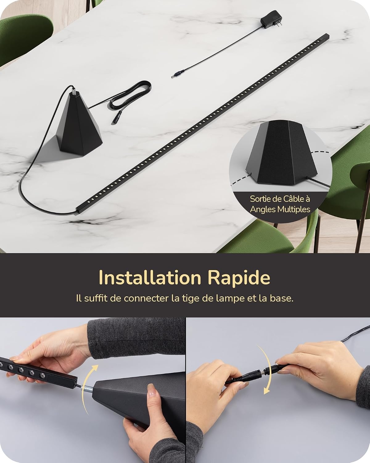 Moderne LED Steatlamp Mat Zwart - 3 Kleuren, Dimbare Spot