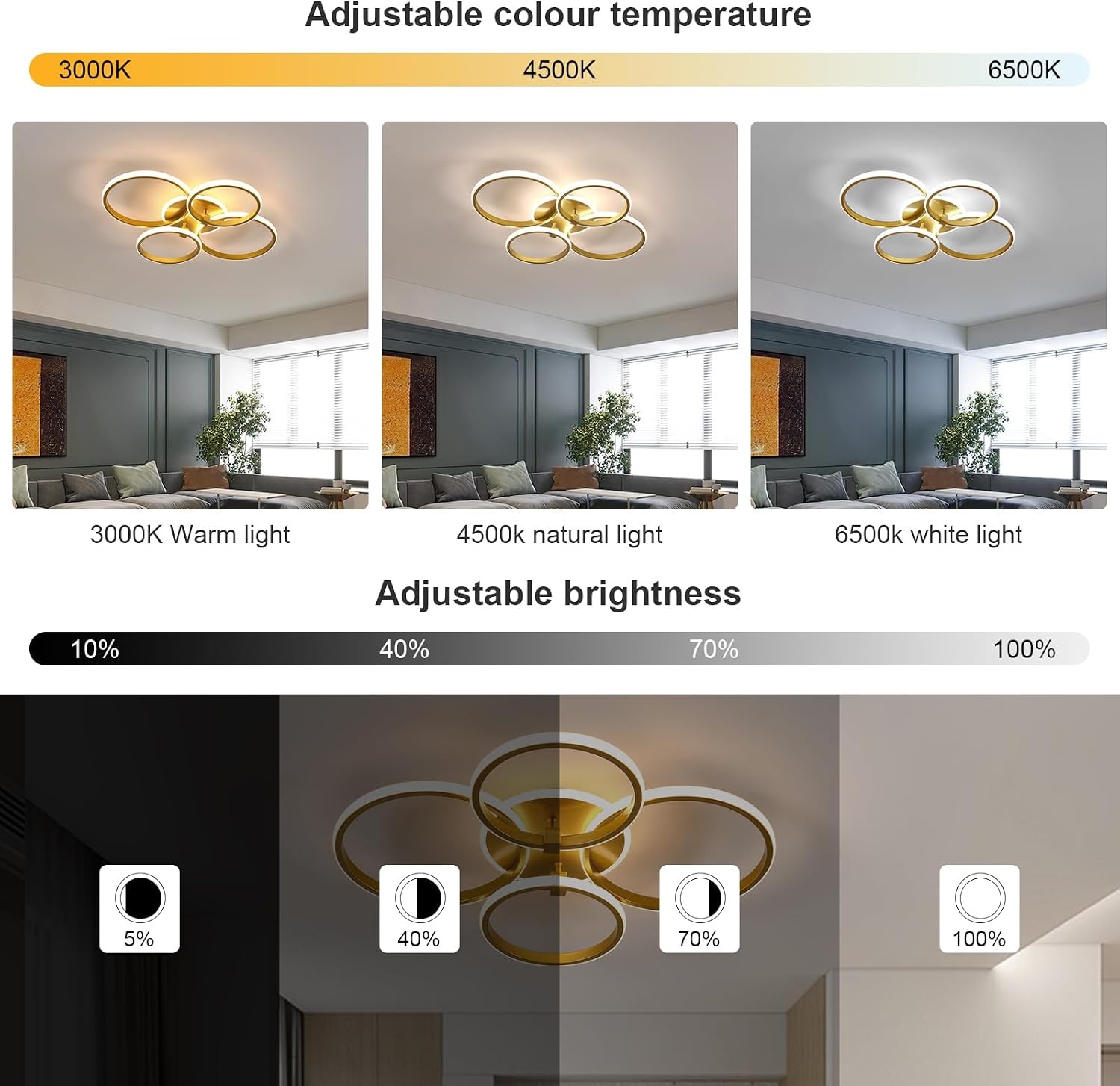 Gouden Dimbar Plafondlamp 39W Modern Design - 34% Korting!