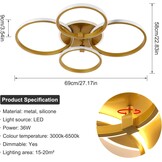 Gouden Dimbar Plafondlamp 39W Modern Design - 34% Korting!