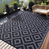 Homaxy Buitenkleed Zwart/Grijs 270x360 cm - Omkeerbaar & UV-bestendig