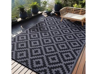 Homaxy Buitenkleed Zwart/Grijs 270x360 cm - Omkeerbaar & UV-bestendig
