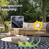 Homaxy Buitenkleed Zwart/Grijs 270x360 cm - Omkeerbaar & UV-bestendig