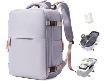 Ruime Paarse Reisrugzak 40L met Vacuümpomp & Laptopvak (34% Korting)