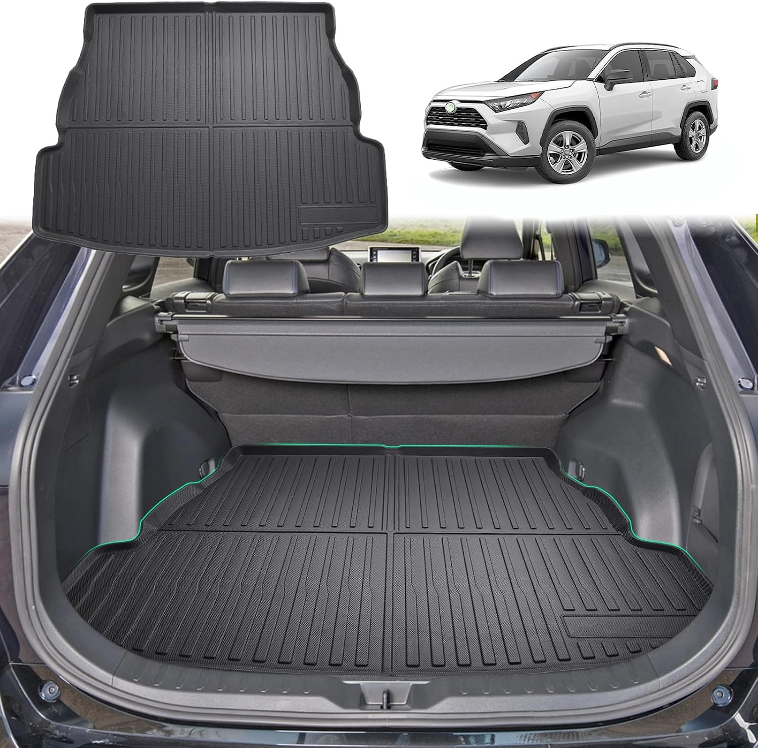 GAFAT Toyot-a RAV4 XA50/ Hybrid HEV 2019-2024 2025 Vloermatten, Rubbermatten, Origineel, 3D-Scannen, TPE Extra Hoge Rand, 6-10 CM, Compatibel met Toyota RAV4 Accessoires (TPE)