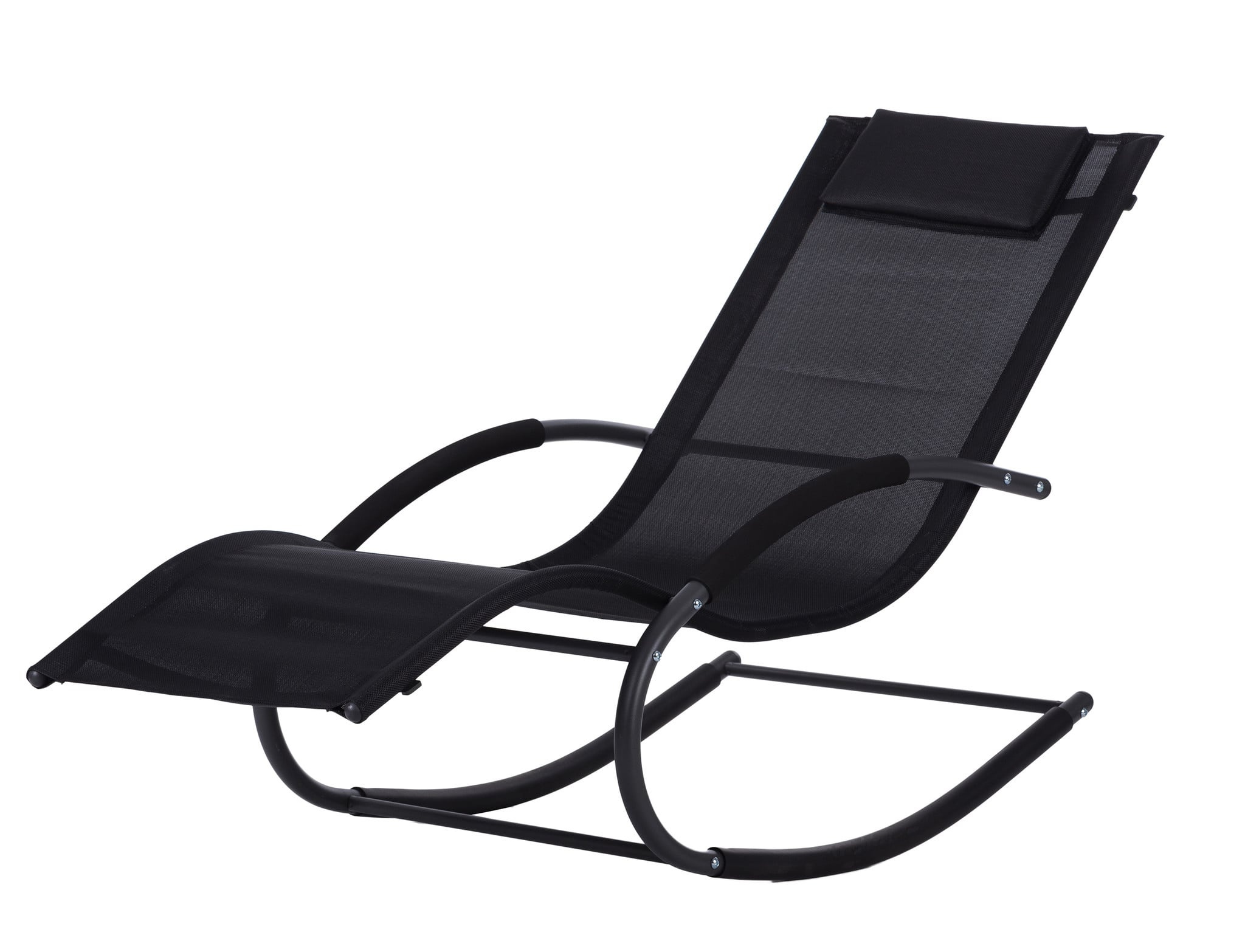 Zwarte Schommel Ligstoel Tuin & Balkon - 150kg Draagkracht - 60% Korting
