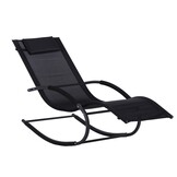 Zwarte Schommel Ligstoel Tuin & Balkon - 150kg Draagkracht - 60% Korting