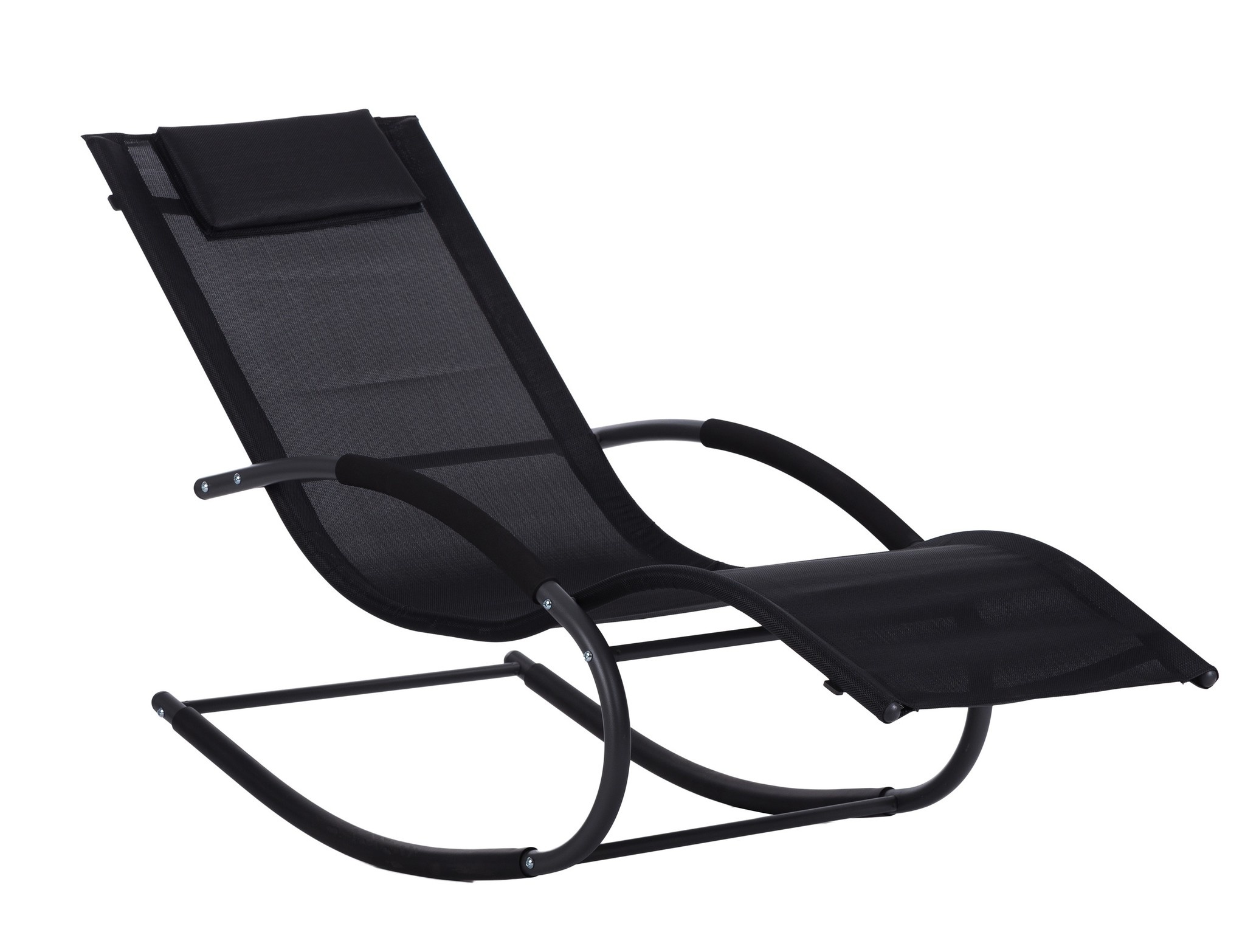 Zwarte Schommel Ligstoel Tuin & Balkon - 150kg Draagkracht - 60% Korting