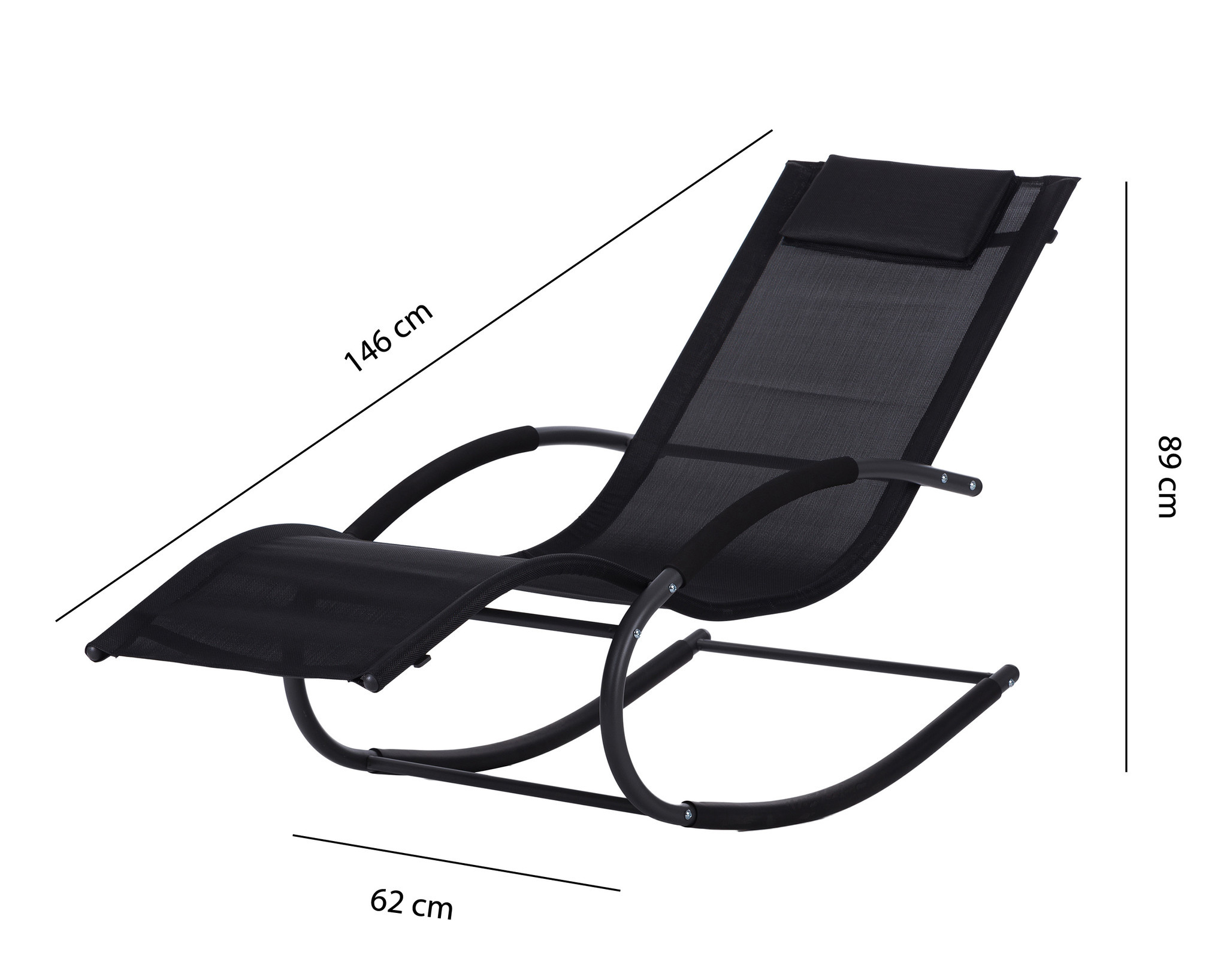 Zwarte Schommel Ligstoel Tuin & Balkon - 150kg Draagkracht - 60% Korting