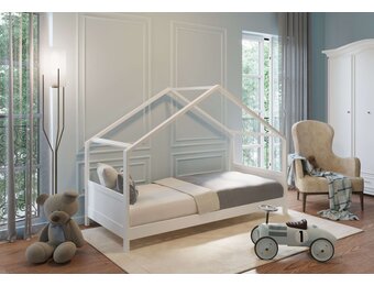 Huisbed Kinderbed 90x200cm Grenenhout Wit met Korting