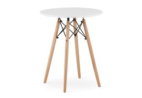 Ronde Eettafel 60cm | Wit MDF | Beukenhouten Poten | Zwart Frame | 34% Korting