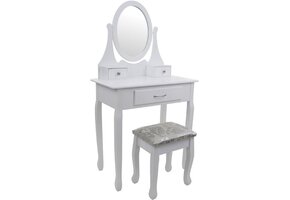 Kaptafel met Spiegel & Kruk | 3 Lades | Antiek Design | 34% Korting