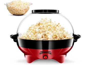 Gadgy Popcorn Machine Round with Non-Stick Coating - Popcorn Maker Quiet and Fast - 5 liters - Funcooking for Party & Kids - Popcornpan | Prepare up to 5 liters of popcorn in 3 minutes with non-stick coating and removable heating plate