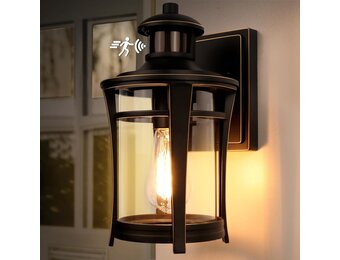 Zwarte buitenwandlamp met bewegingssensor, 3 lichtmodi (34% korting)
