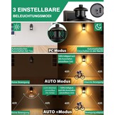Zwarte buitenwandlamp met bewegingssensor, 3 lichtmodi (34% korting)