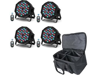 U`King 4 stuks led-par licht met waterdichte tas, RGB 72 W led-spots, podiumlicht, 7 modi, feestlicht, lichteffecten met afstandsbediening, voor bar, show, DJ, bruiloft, Kerstmis, podiumverlichting