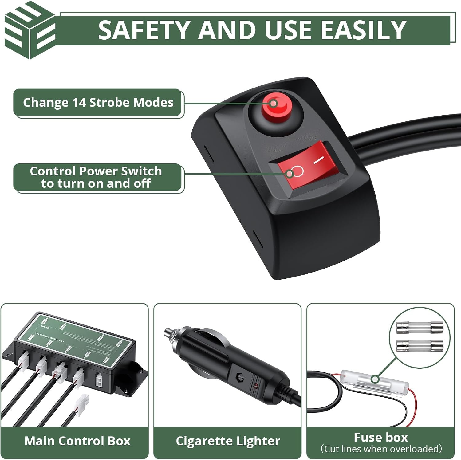 EYPINS 8 x waarschuwingslampje voor de auto, knipperlicht, stroboscoop, 12 W/licht, 14 flitsmodi, waarschuwingslicht, barnsteen, noodgevallen, flitser voor 12/24 V, vrachtwagen, noodgevallen