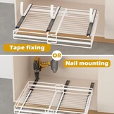 Telescopische Lade, 2 Stuks Uittrekbare Kastorganizer (M+L Set) | Verstelbare Breedte Uitschuifbare Laden, Zelfklevend/Geperforeerd, voor Keuken, Voorraadkast, Woonkamer, Badkamer (Wit)
