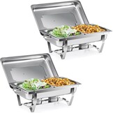 2x Wilprep Bain Marie Set 9L Roestvrij Staal met 4 Half Size Bakken & Brandstofhouders