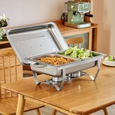 2x Wilprep Bain Marie Set 9L Roestvrij Staal met 4 Half Size Bakken & Brandstofhouders