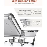 2x Wilprep Bain Marie Set 9L Roestvrij Staal met 4 Half Size Bakken & Brandstofhouders