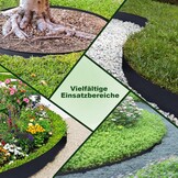 Storystore Flexibele gazonrand, kunststof, 20 m lang, 10 cm hoog, bloembed omranding, tuin, gazonranden met 200 grondankers, plastic perkrand, perkrand, gazonbegrenzing, zwart
