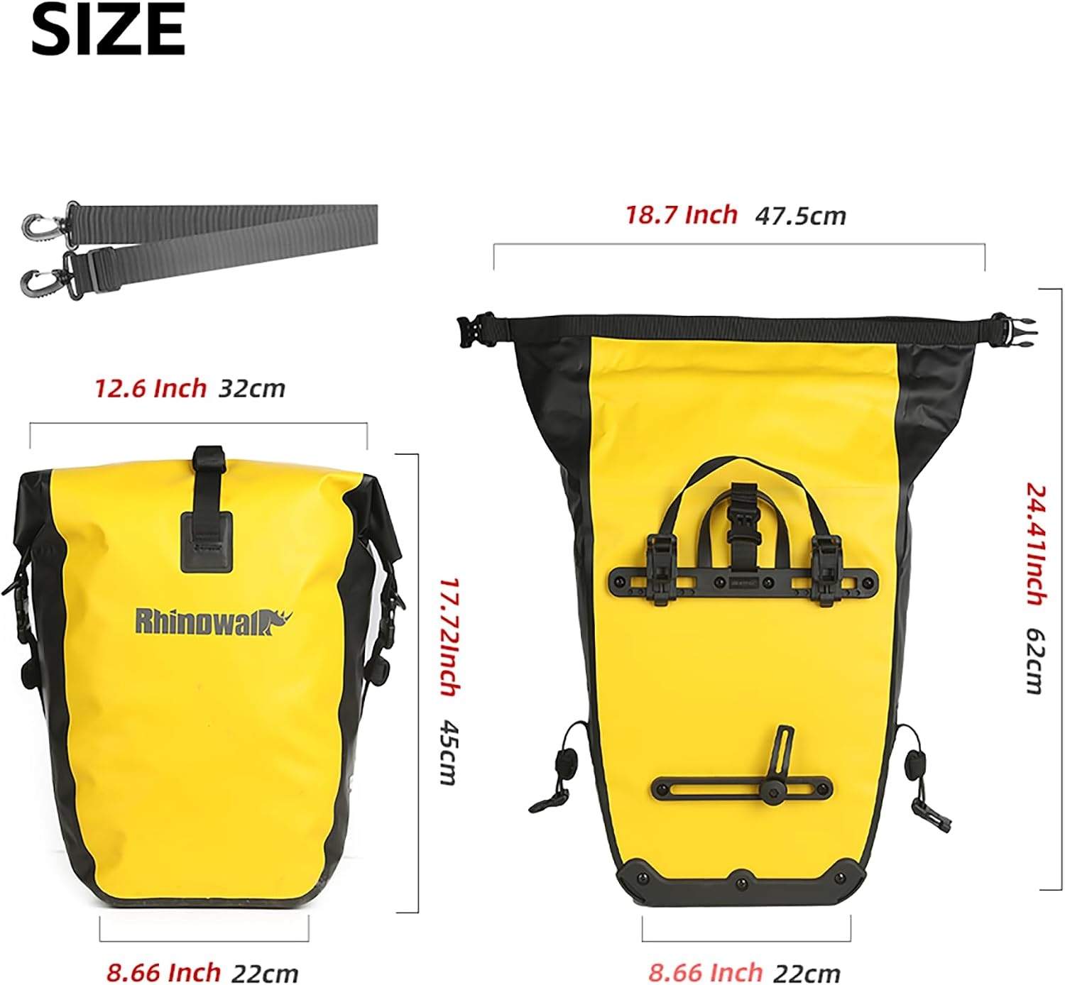 Rhinowalk Fietstas Waterdichte 25L voor Fiets Cargo Rack Zadeltas Professionele Fietsen Accessoires-Geel