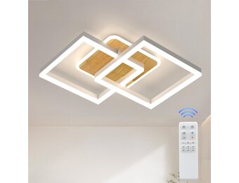 ANTENLICHT LED Plafondlamp 65 cm - Dimbaar - Wit Hout - Afstandsbediening