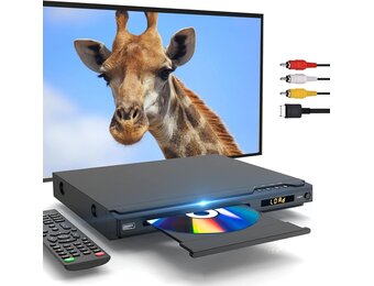 1080P HD DVD Player for Smart TV, Region free CD DVD Players HDMI with remote control, HDMI and RCA cables support PAL/NTSC, karaoke connection, USB input