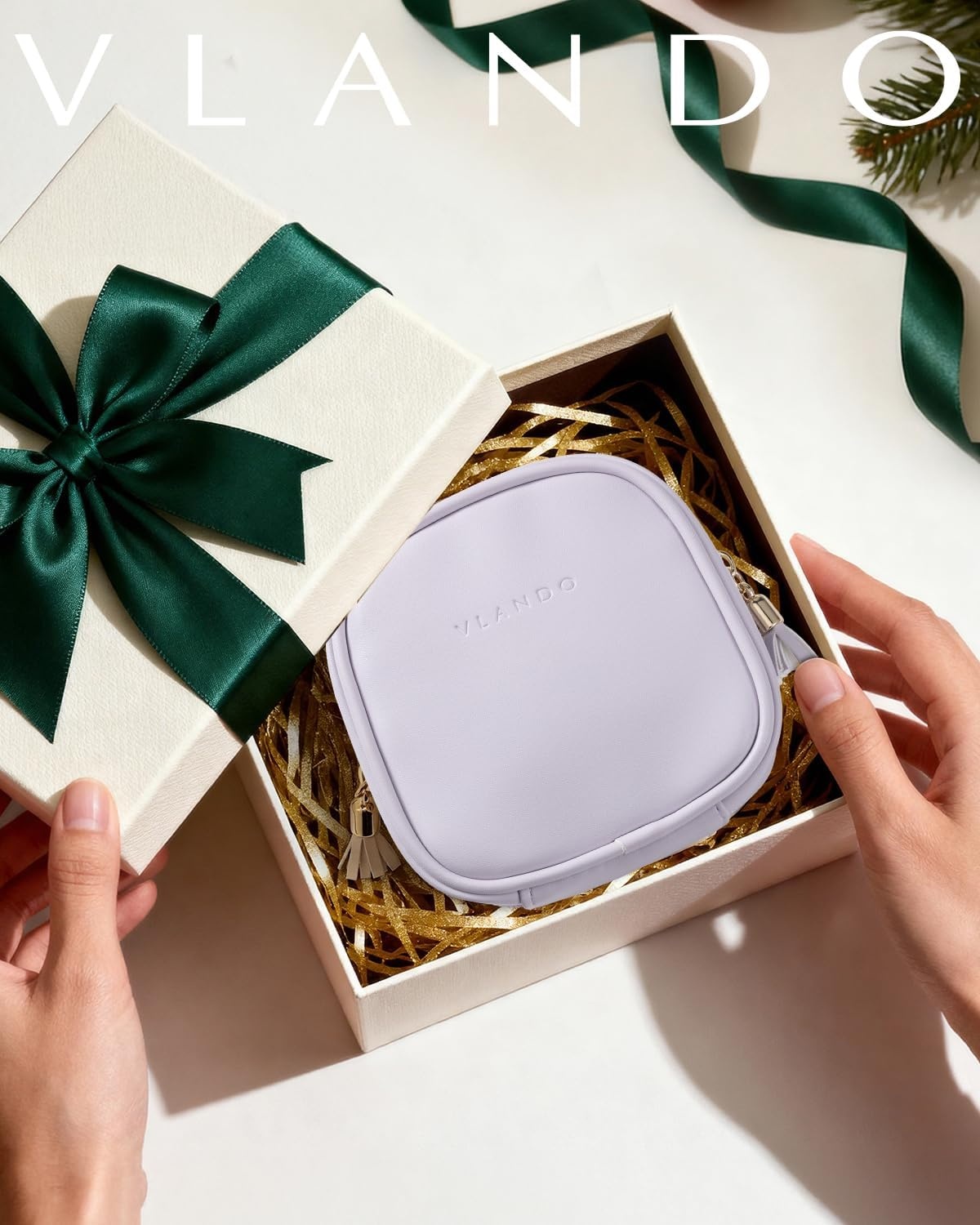 Vlando Kleine make-uptas voor portemonnee met steekvakken, make-uptas voor dames met ritssluiting, waterdichte make-uptas voor vrouwen, lichtlila, Klassiek