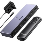 UGREEN 8K@60Hz HDMI Switch 5 in 1 uit Aluminium Ondersteuning 4K@240Hz HDR10+ HDCP 2.3 CEC HDMI 2.1 Switcher Splitter met Voedingsadapter Compatibel met PS5/4 Xbox Switch Apple TV Fire Stick