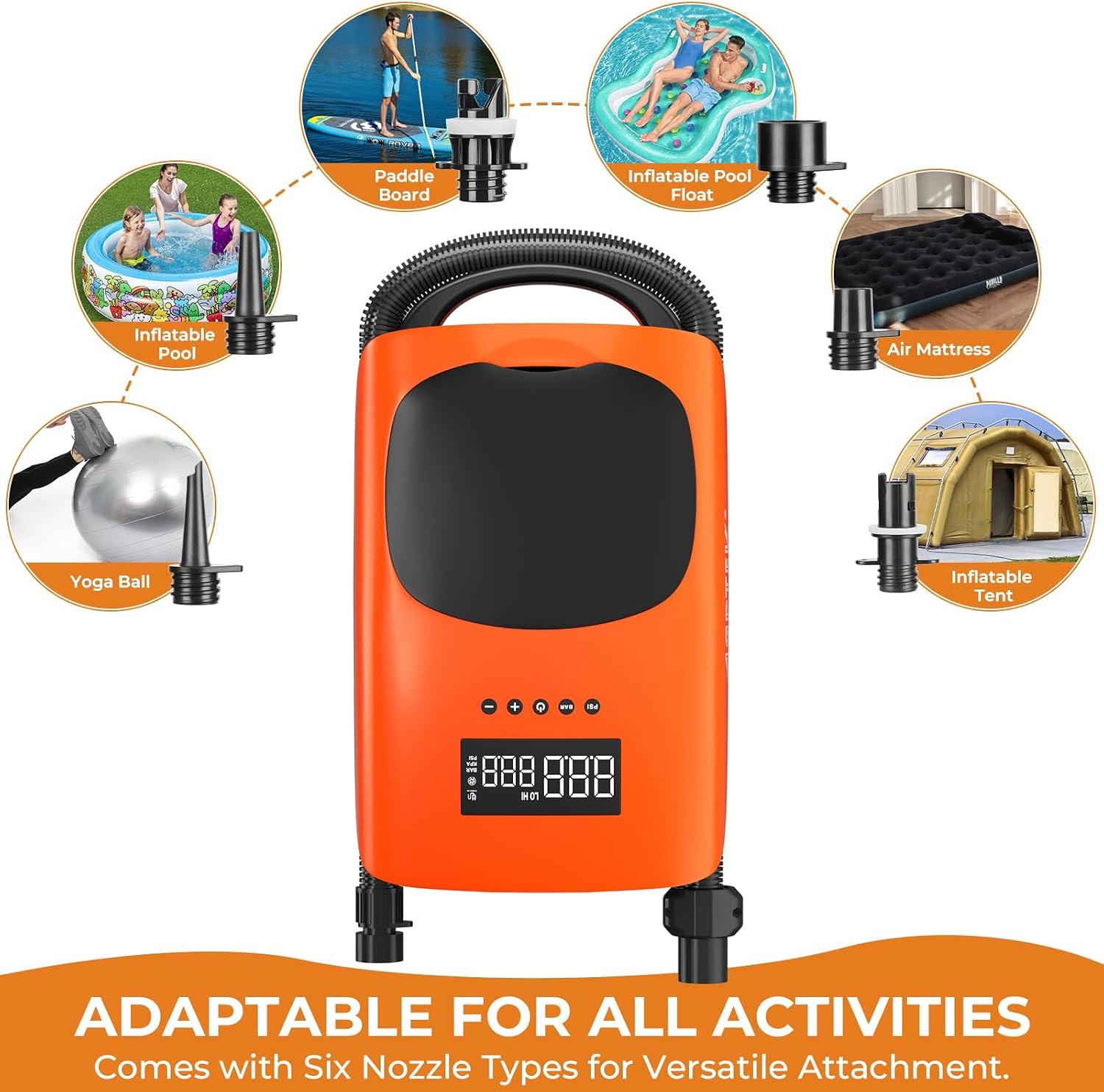 AGPTEK 22PSI Hoge druk Paddle Board Pomp Snelle Draagbare SUP-luchtpomp, opblazen en deflatie functie Auto-Off &12V DC Auto Connector Dual Stage voor Opblaasbare Stand Up Paddle Boards