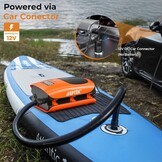 AGPTEK 22PSI Hoge druk Paddle Board Pomp Snelle Draagbare SUP-luchtpomp, opblazen en deflatie functie Auto-Off &12V DC Auto Connector Dual Stage voor Opblaasbare Stand Up Paddle Boards