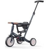 newyoo peuterdriewieler met ouderduwstang voor 1-3 jaar, peuterfiets, loopfiets, verjaardagscadeau & loopfiets voor jongen & meisje, 5-in-1 kinderdriewieler met veiligheidsbeugel, TR008, donkergrijs