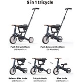 newyoo peuterdriewieler met ouderduwstang voor 1-3 jaar, peuterfiets, loopfiets, verjaardagscadeau & loopfiets voor jongen & meisje, 5-in-1 kinderdriewieler met veiligheidsbeugel, TR008, donkergrijs