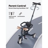 newyoo peuterdriewieler met ouderduwstang voor 1-3 jaar, peuterfiets, loopfiets, verjaardagscadeau & loopfiets voor jongen & meisje, 5-in-1 kinderdriewieler met veiligheidsbeugel, TR008, donkergrijs