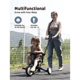 newyoo peuterdriewieler met ouderduwstang voor 1-3 jaar, peuterfiets, loopfiets, verjaardagscadeau & loopfiets voor jongen & meisje, 5-in-1 kinderdriewieler met veiligheidsbeugel, TR008, donkergrijs