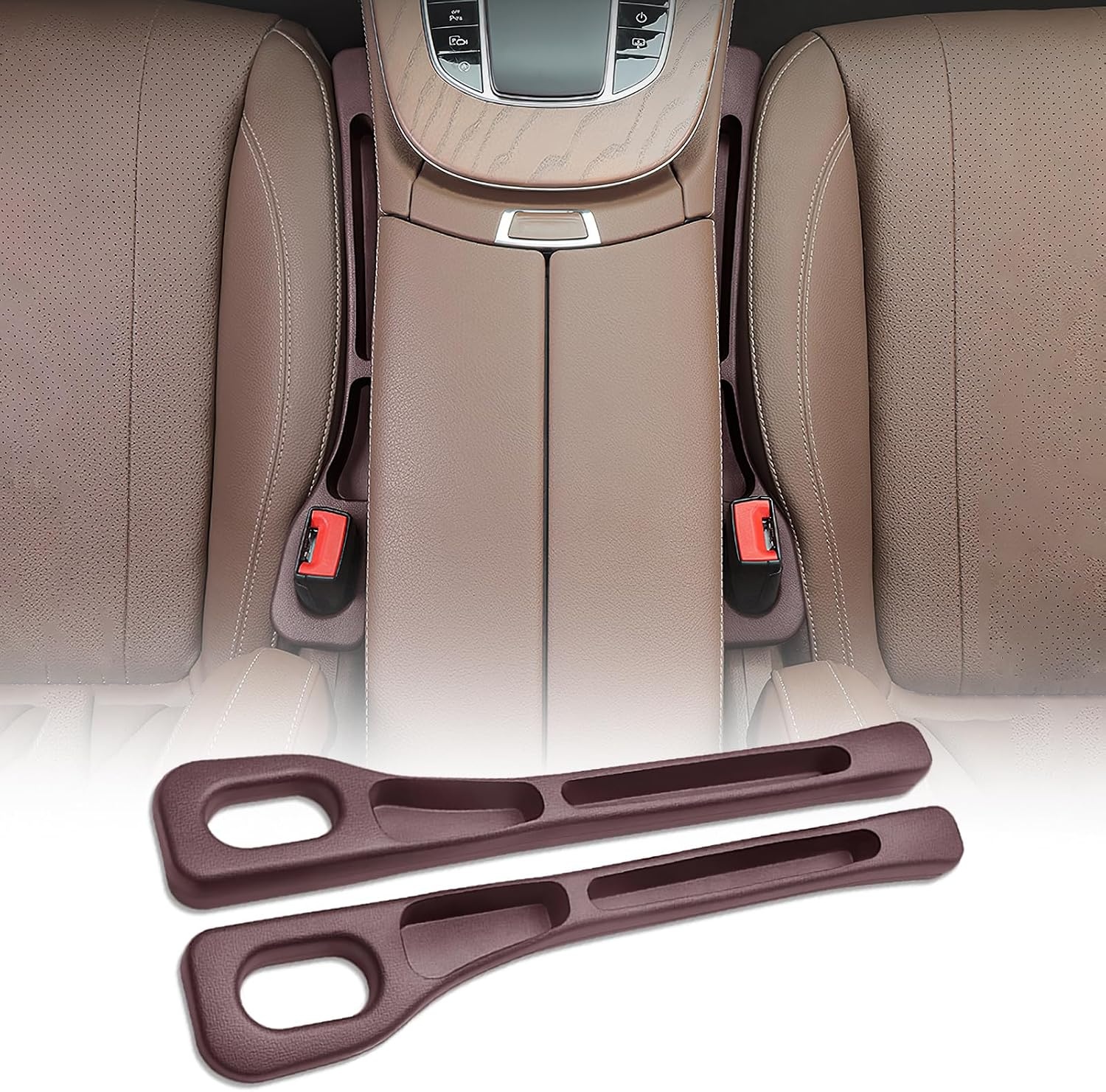 2x Bruine Autostoel Organizer Gatvuller - Universeel PU Leer - 48% Korting
